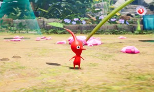 A red Pikmin looks around in Pikmin 4.