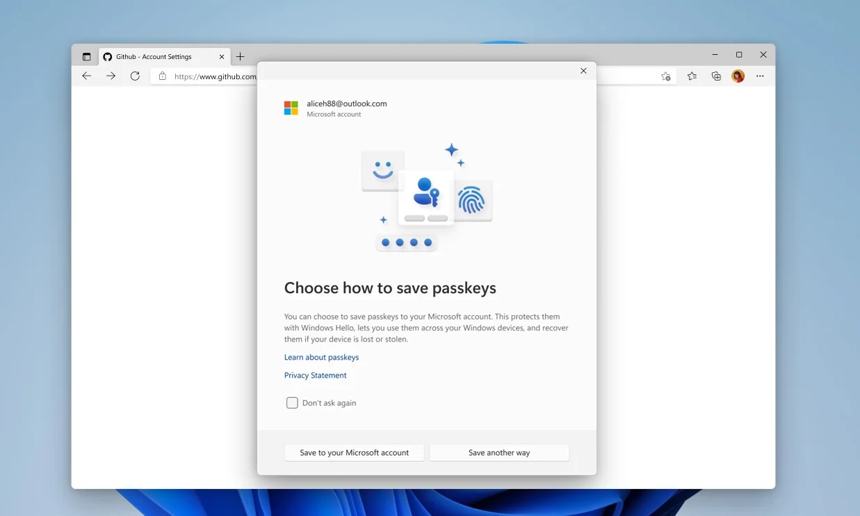 A redesigned Windows 11 Passkey application.