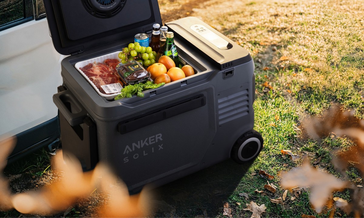The Anker Solix EverFrost 2 electric cooler placed outdoors.