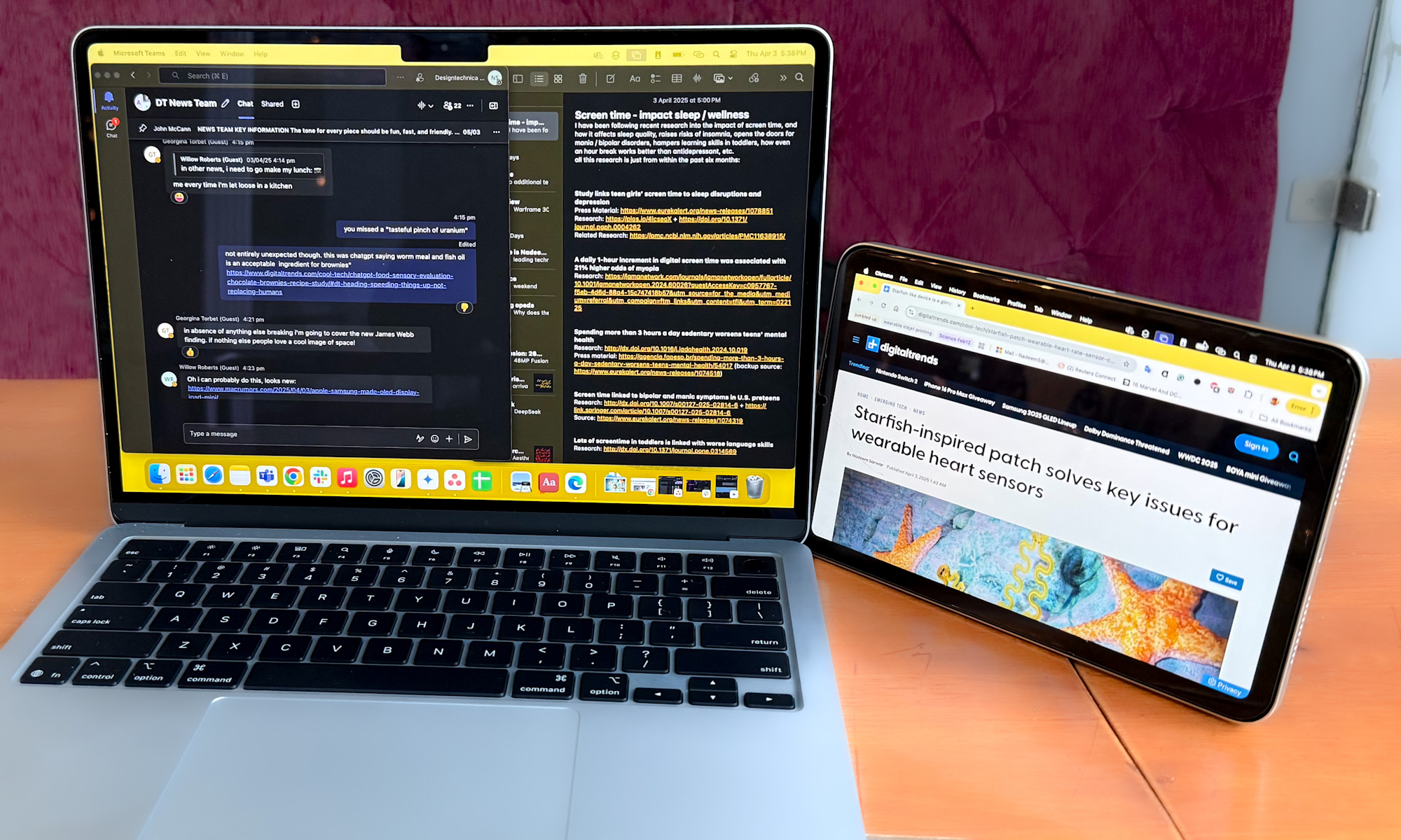 For a larger workspace, consider connecting your iPad as an external monitor to your MacBook.