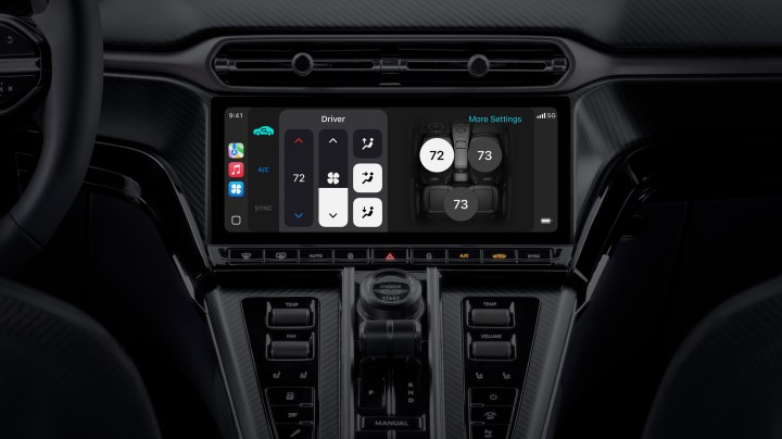 Apple Car Play Ultra on the infotainment display showing climate controls