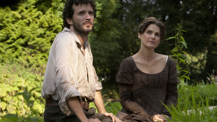 Bret McKenzie and Keri Russell in Austenland.
