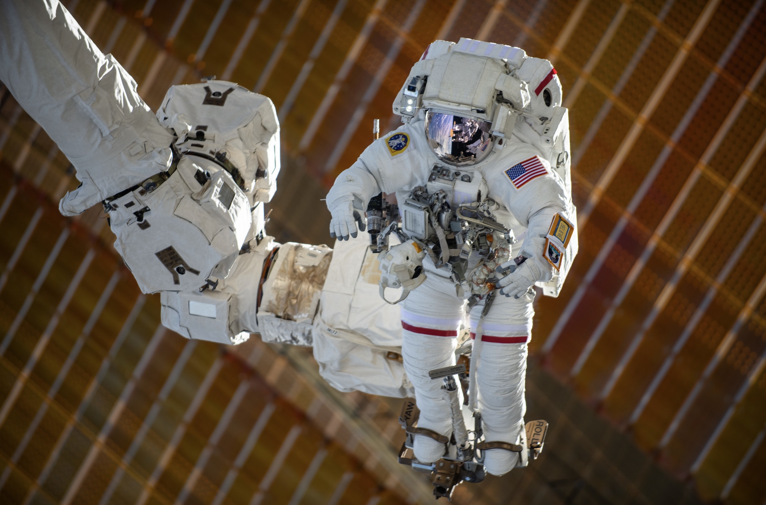 Suni Williams during a spacewalk at the ISS.